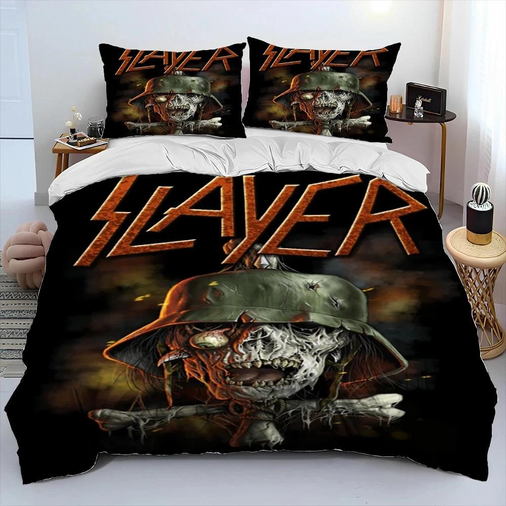 Slayer Heavy Metal Band Music Comforter Bedding Set,Duvet Cover Bed Set Quilt Cover Pillowcase,King Queen Size Bedding Set Gift