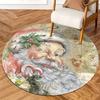 Christmas Santa Claus Pattern Round Shape Floor Mats Kitchen Hallway Runner Rug Bedroom Living Room Soft Carpet Non-slip Area Rug