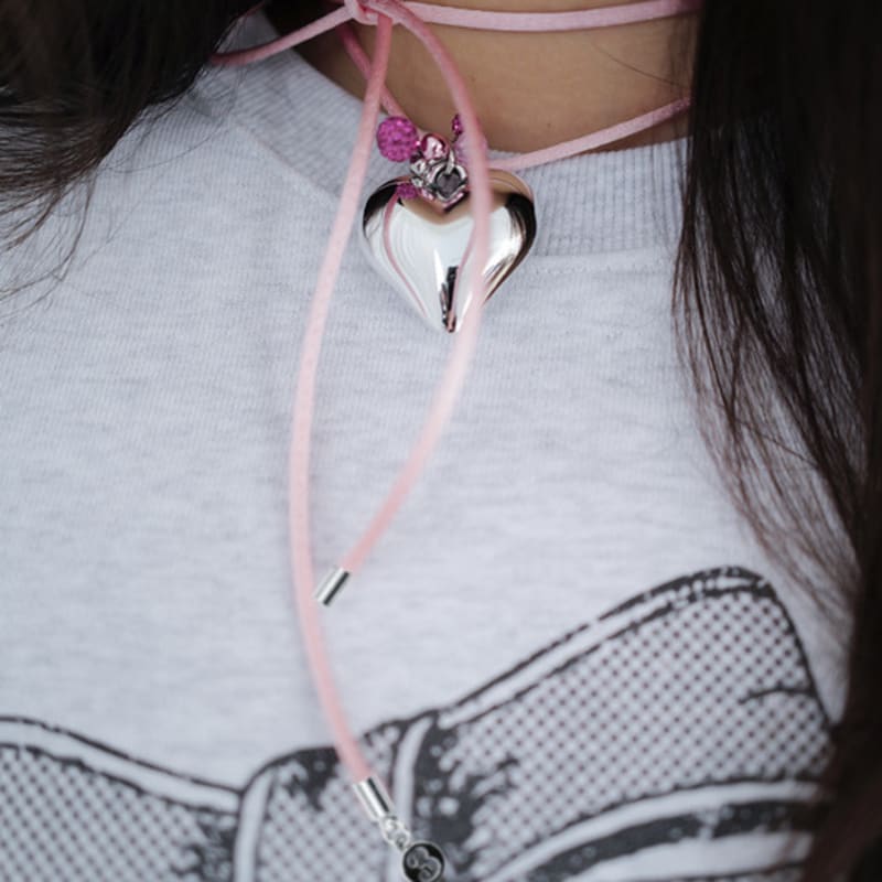 Trimarch Tri Satin Ribbon Luv Necklace Pink