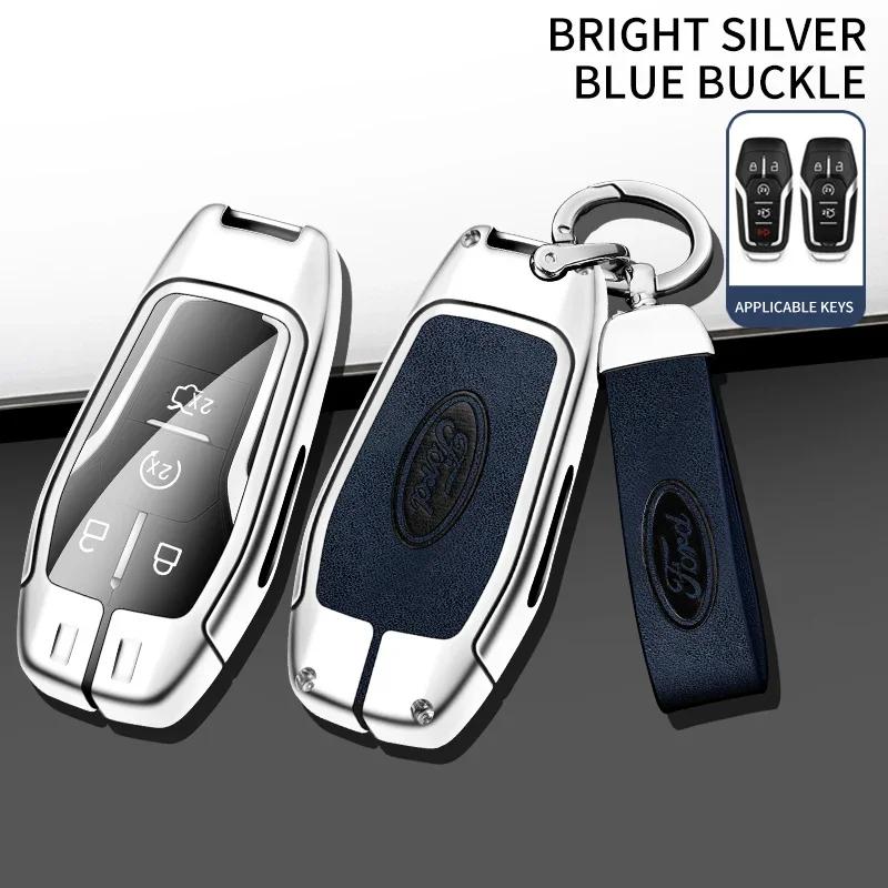 

Car Sticker 2026 Ford Car Metal Leather Remote Key Case Cover Ford Fusion Mondeo Mustang F-150 Explorer Edge 2015-2018 Car Key P