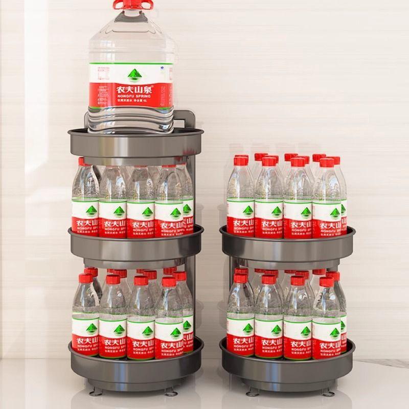 2/3-Tier Rotating Spice Rack Kitchen Countertop Carbon Steel Seasoning Organizer Modern Minimalist Design