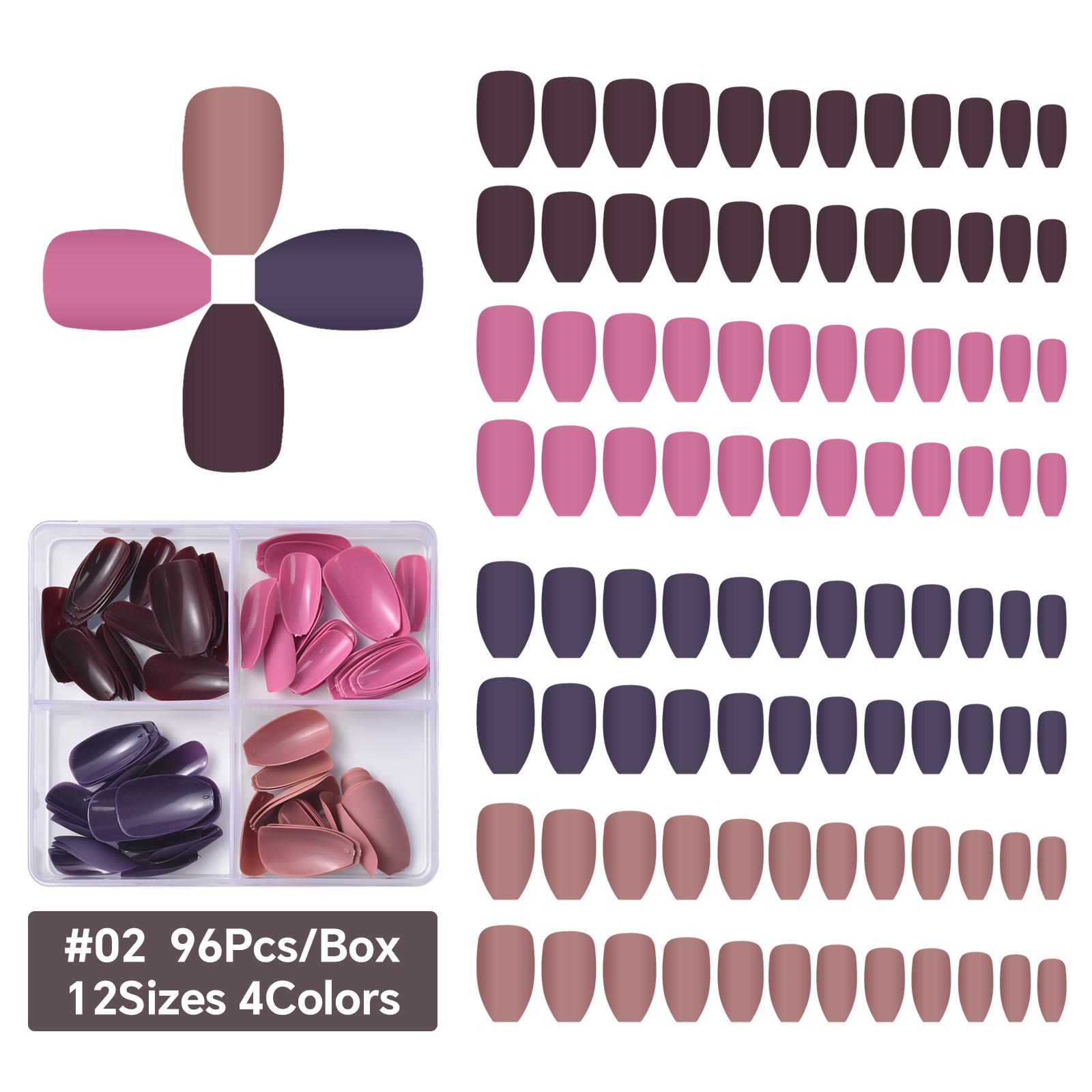 

96 шт./кор. короткие круглые квадратные накладные ногти балетная одежда пресс-накладные ногти смешанные цвета полное покрытие накладные ногти набор искусственных типсов