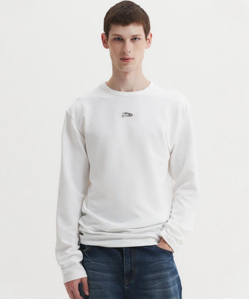 DNSR Metal Logo Knitted Long Sleeve White