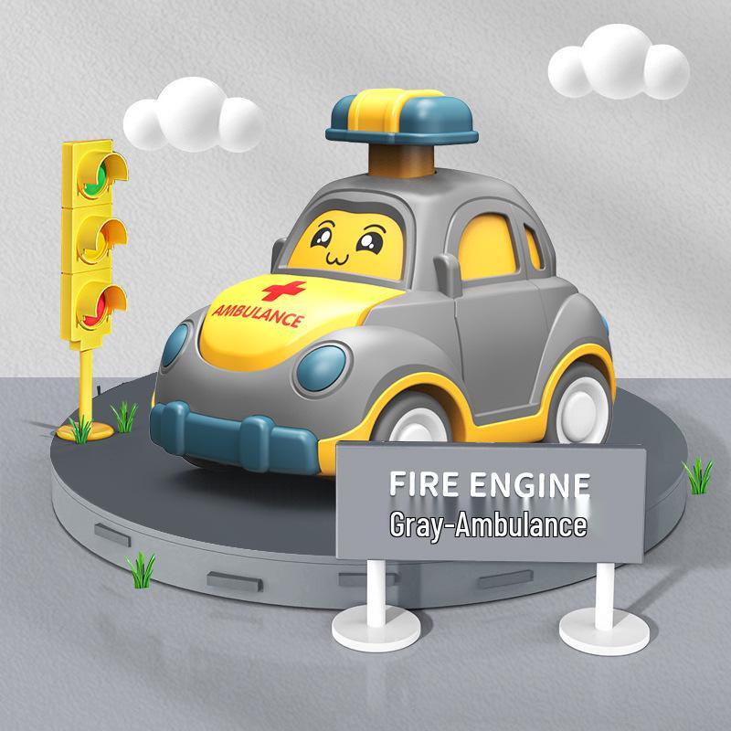 Press-and-Go Pull-Back Cartoon Car with Funny Hat - Inertial Drive Toy for Kids