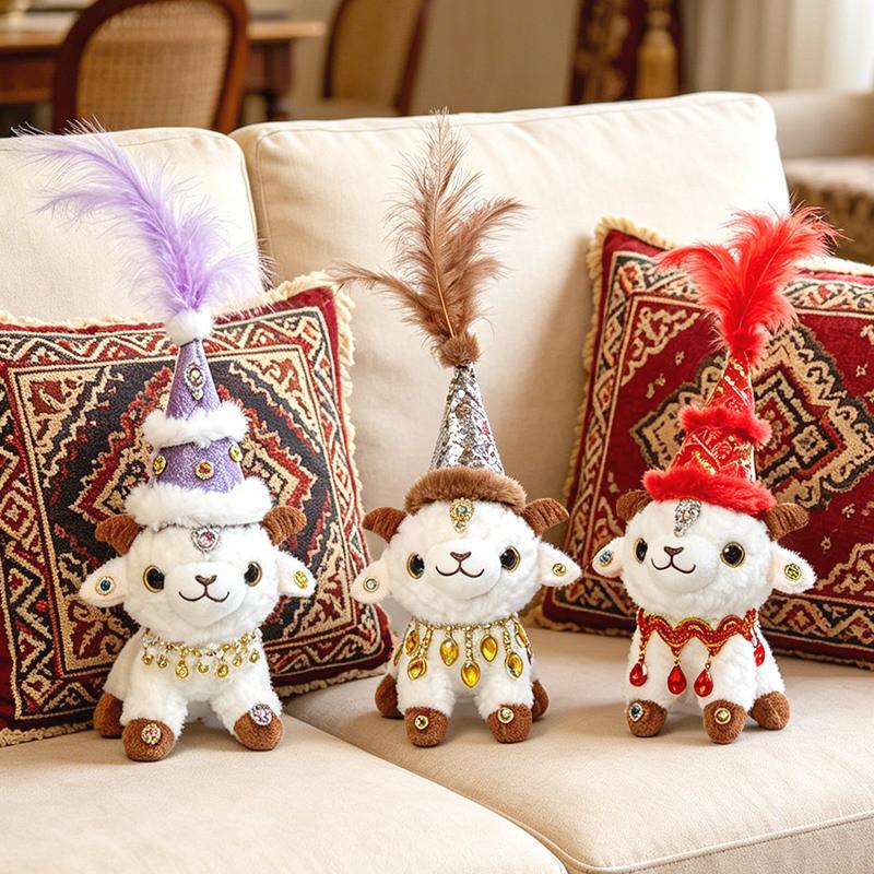 Sheep Plush Toy With Traditional Ethnic Design For Collectors And Giftgiving