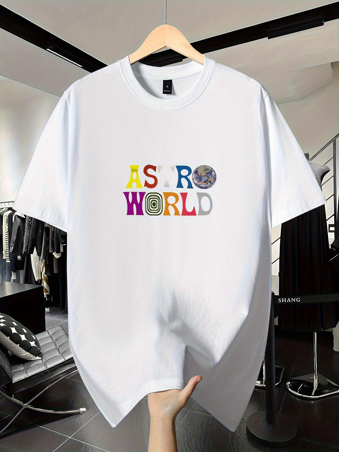 Men s Black Short Sleeve T-Shirt with Bold Geometric ASTRO WORLD Graphic Print S