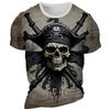 Men's Skeleton Pirate Graphic T-shirt Short Sleeve T Shirt Outdoor 3D Crew Neck Tees Fashion Cool Daily Y2k Tops Summer Clothing