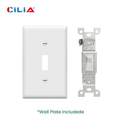Single Pole Toggle Switch 15A 120V 60Hz Wall-Mounted On/Off Switch with a PVC White Faceplate