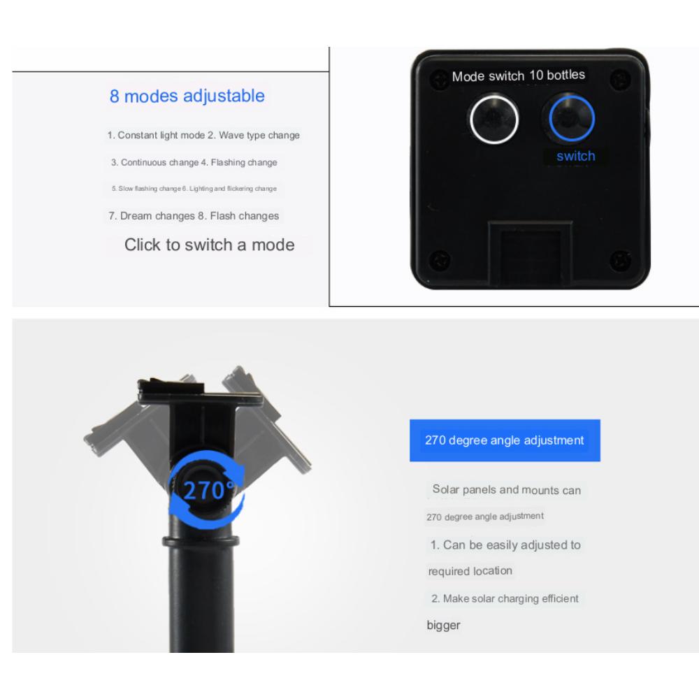 Dış Mekan Güneş Peri Işıkları 60 LED, 11M Dış Mekan Güneş Enerjili Peri Işıkları, 8 Mod Bahçe, Veranda, Balkon, Parti için Dış Mekan Güneş Peri Işıkları