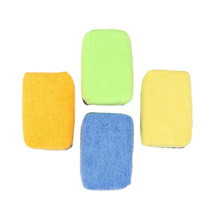 Microfiber Car Cleaning Pad Double Side Leather Scrubbing Sponge Soft Car Detailing Wash Sponge Car Interior Cleaning Tools