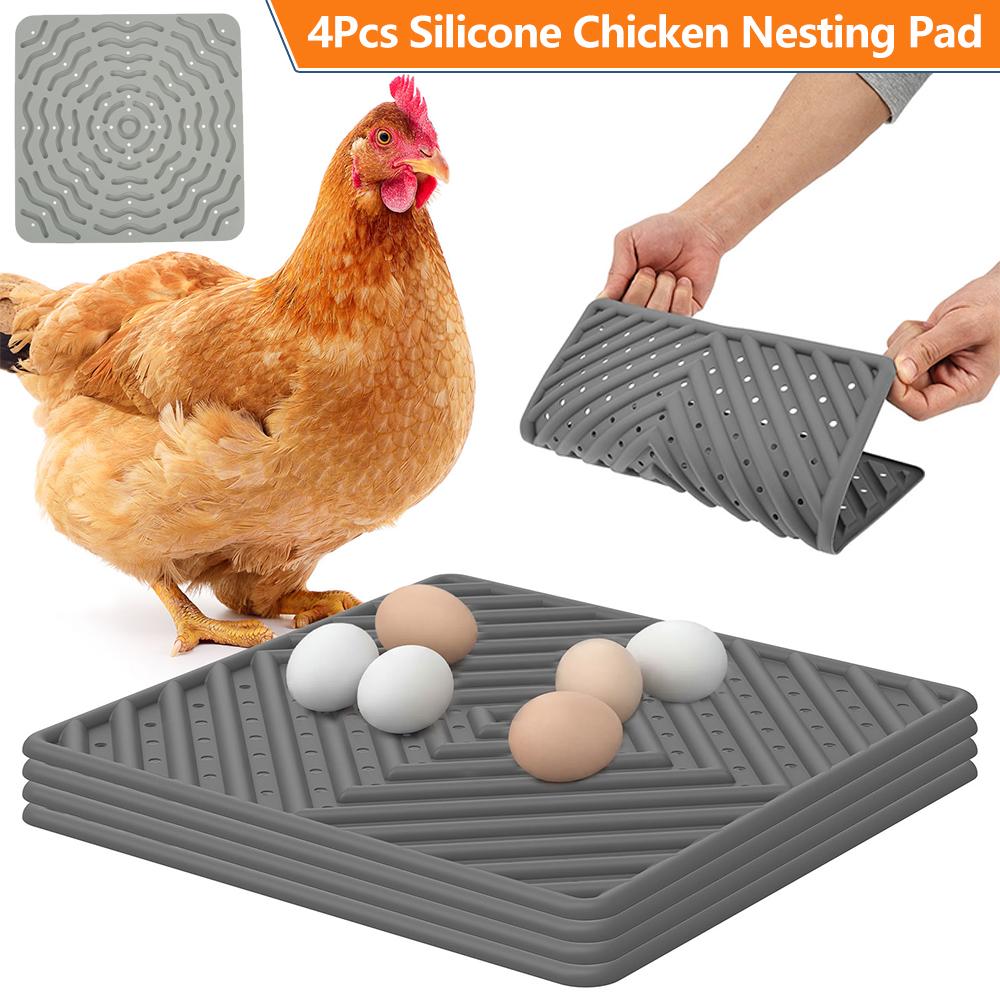 4Pcs Silicone Chicken Nesting Pad 12 Inch Cuttable Chicken Egg Laying Mat Reusable Hen Nesting Pad Chicken Coop Bird Nest Mat