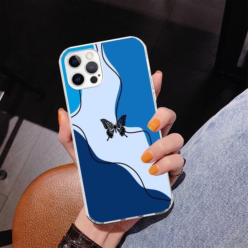 Blue Butterfly Beautiful Wing Phnoe Case for Iphone 17 Air 16 16E 11 12 13 Mini 14 Plus 15 Pro Max 7 8 + SE 2020 Phone Cover Coq