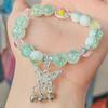 Lovely Women Hand Bracelets Butterfly Heart Bell Tassel Lock Ice Cracked Beaded Glass Beads Stretch Bangle Student Jewelry 1164