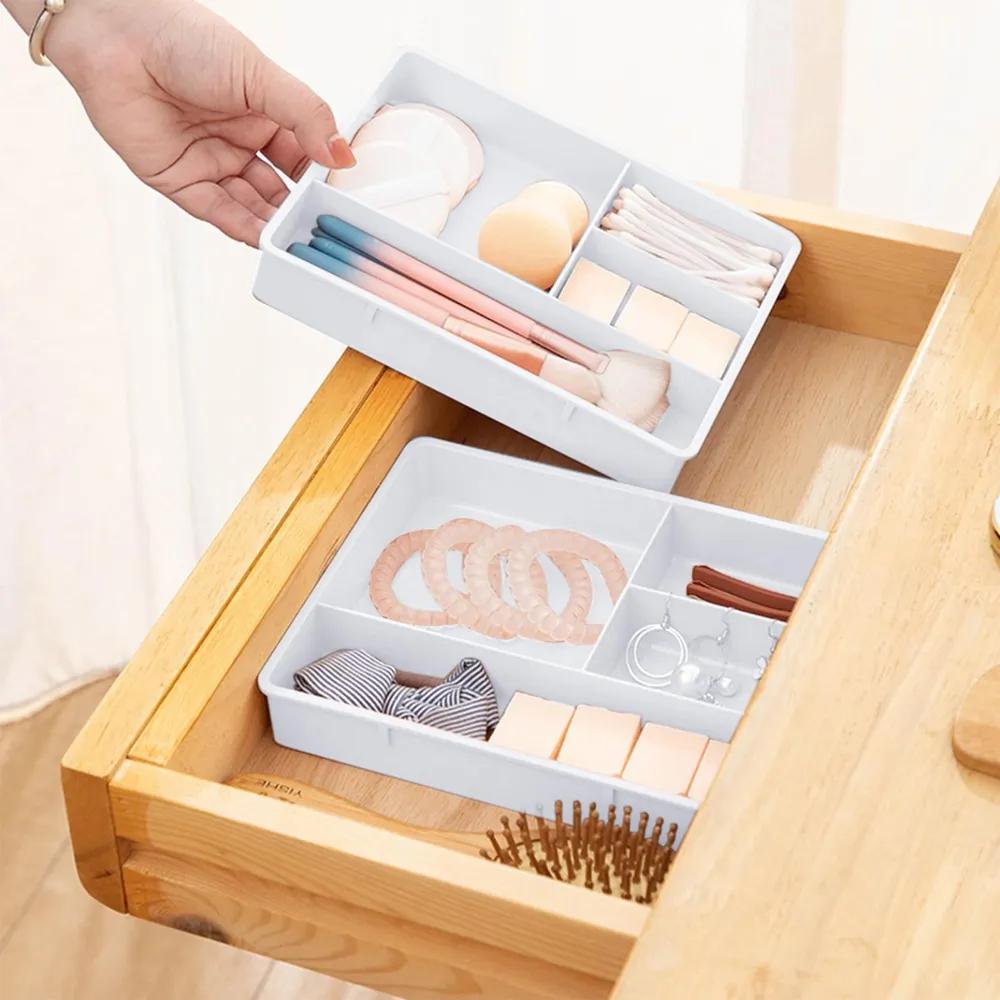Stackable 4 point desktop stationery organizer drawer small item classification and storage box 20*15.5*3cm