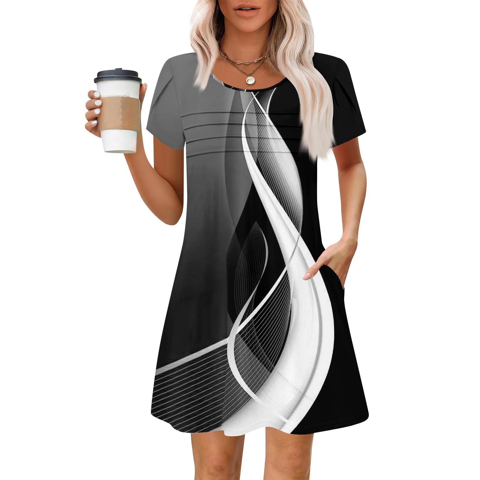 

Женские летние повседневные лепестковые узкие полосатые плиссированные однотонные платья L чёрный