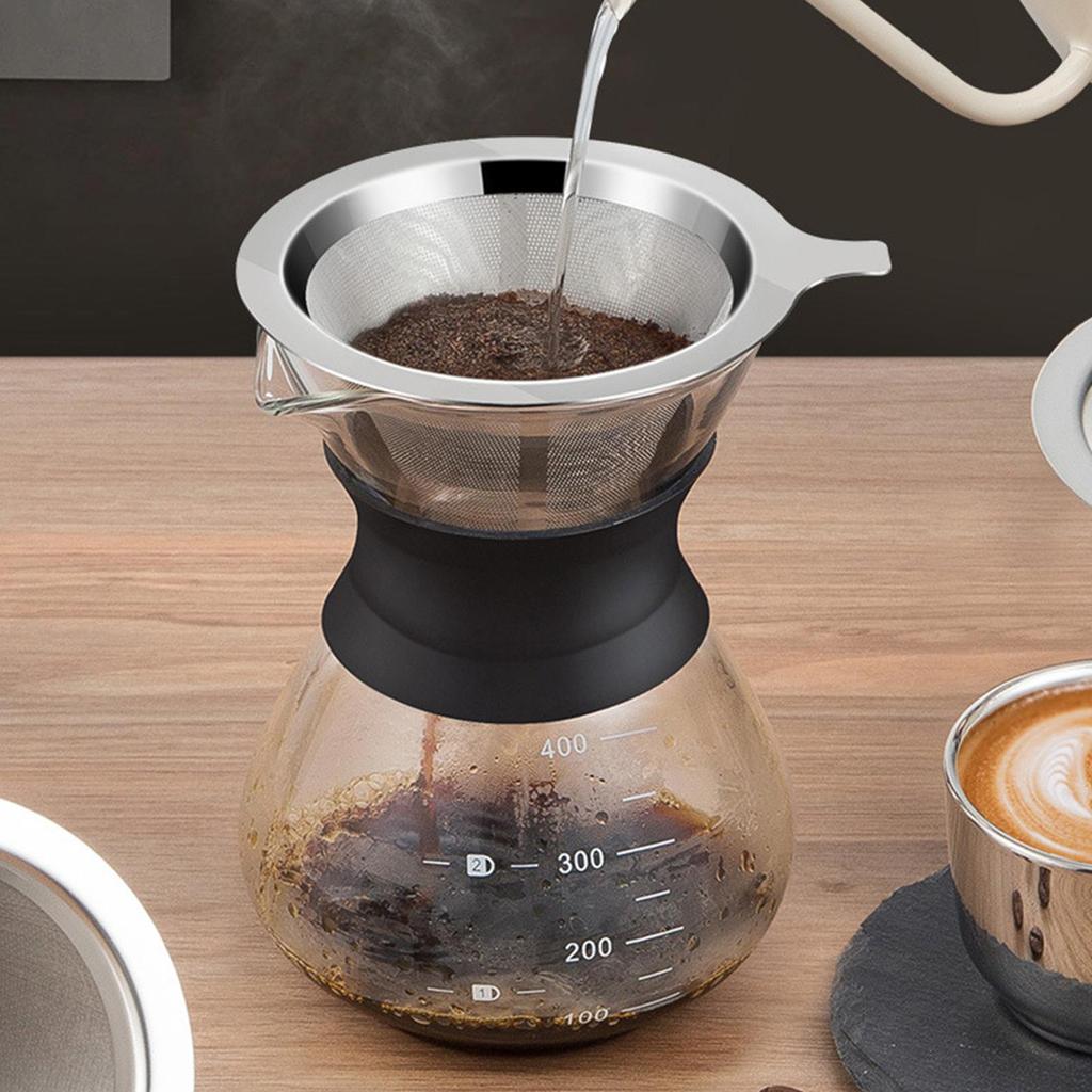 Coffee Filter Stainless Steel Coffee Filter Pour Over Portable Reusable Double Layer Coffee Funnel Paperless Pour Over Holder