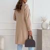 Winter Women Woolen Coat Warm Thick Mid Length Overcoat Button Closure Pure Color Turn Down Collar Formal Business OL Commuting Jacket