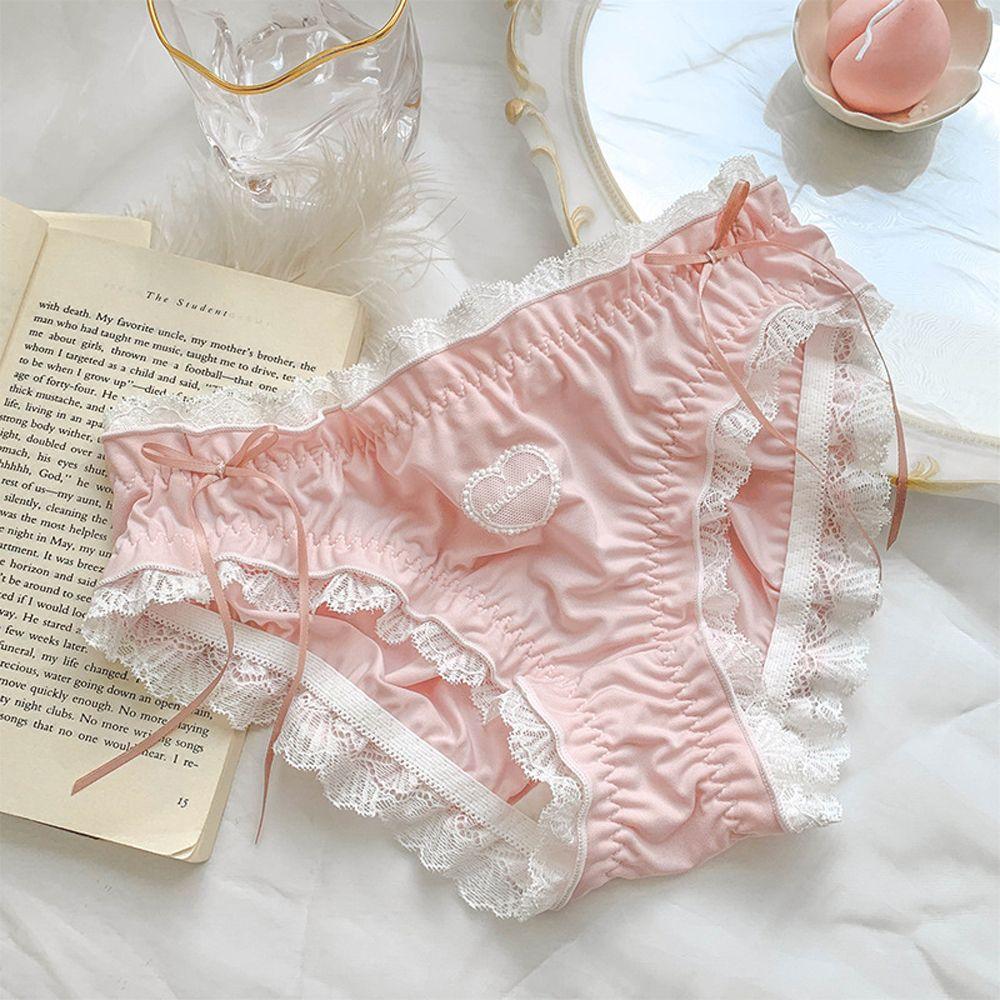 

Cute Heart Kawaii Lingerie Lace Underwear Women Girls Ruffles Panties Briefs Thong Panty YSL M