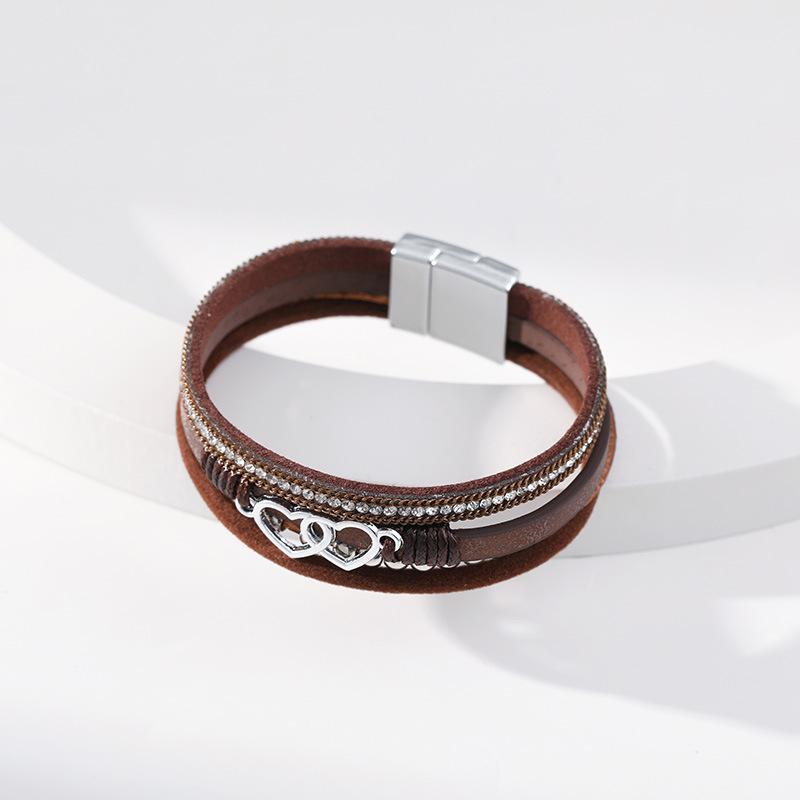 Multi Layer Leather Bracelet for Women Heart Accessories  Stylish Ladies Hand Jewelry Gift