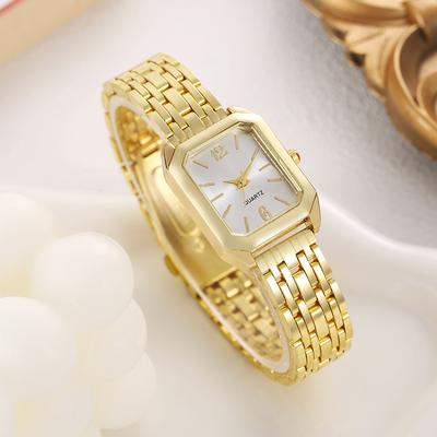 Fashionable and Luxurious All-match Rectangular Dial Alloy Quartz Watch for Women, Suitable for Daily Wear, Christmas Gifts