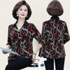 Long-sleeved T-shirt Tops Middle-aged Women's Lapel shiny Shirts Fashionable Bottoming Shirts for Middle-aged and Elderly