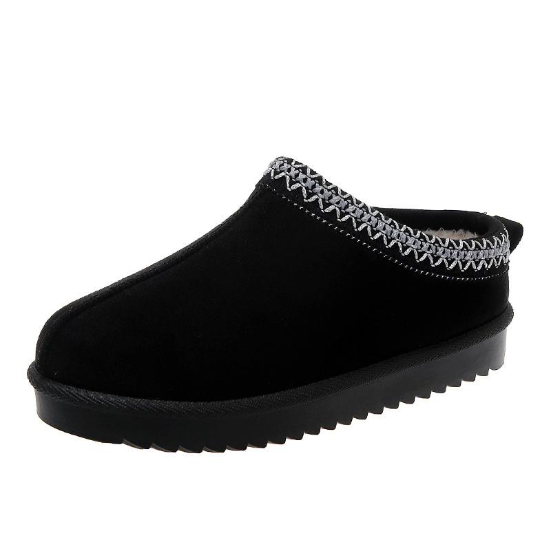 

Жіночі вовняні тапочки Тепла платформа Вовняні низькі зимові чоботи Тапочки Жіночі відкриті чоботи проти ковзання Взуття для жінок 37 чорний