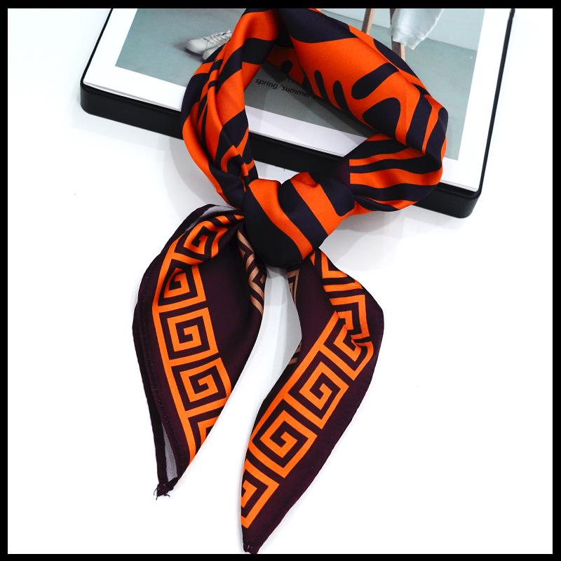 Women's Custom Pattern Silk Square Scarf - Imitation Satin Hair Ribbon & Neckerchief
