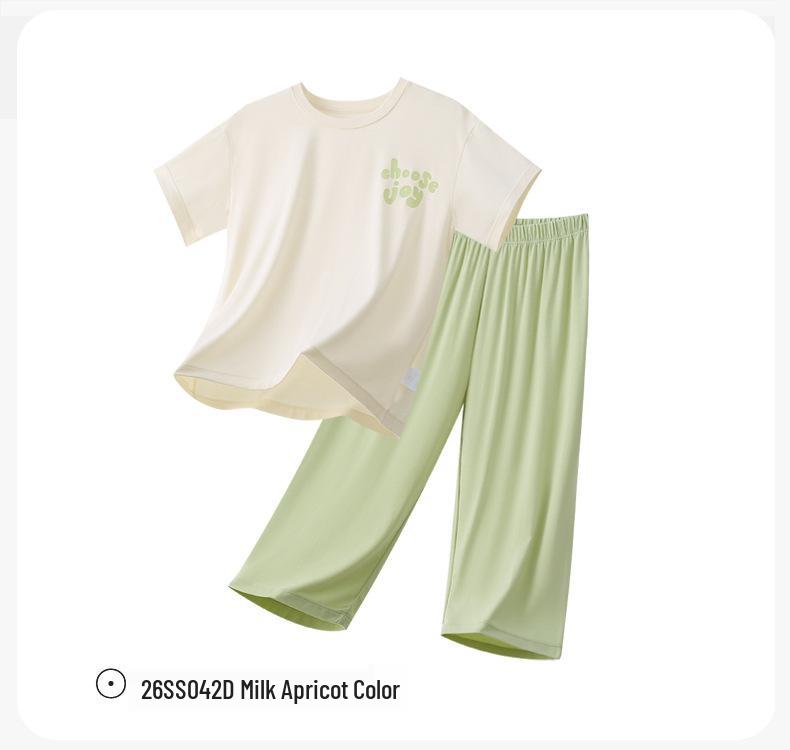 Lanjing Modal Summer Pajamas Set for Kids - Lightweight Ice Silk Homewear for Boys & Girls