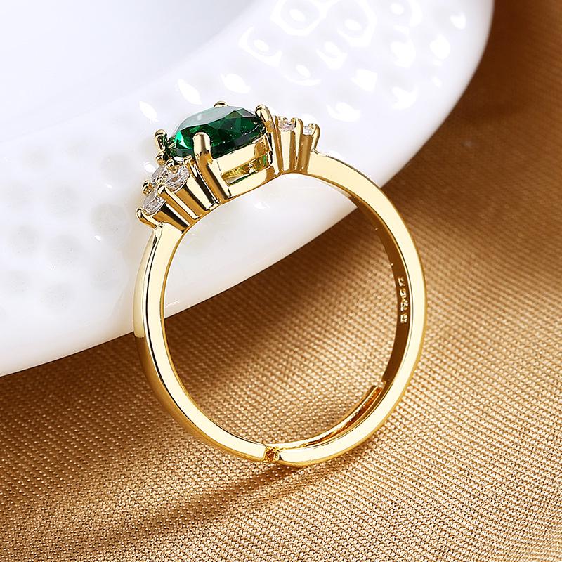 European-American High-End Adjustable Women's Ring with Colored Zircon, Light Luxury Style