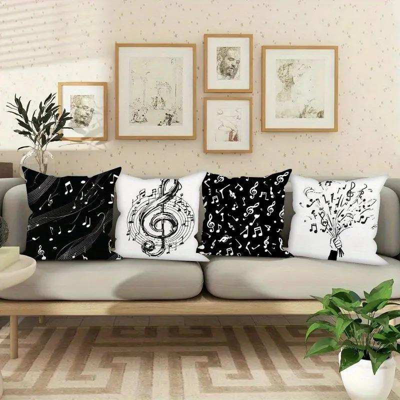 Home Decor Music Notes Pattern Pillowcase For Home Decor Pattern Cushion Cover Suitable For Sofa Bedroom Car Pillow Cover