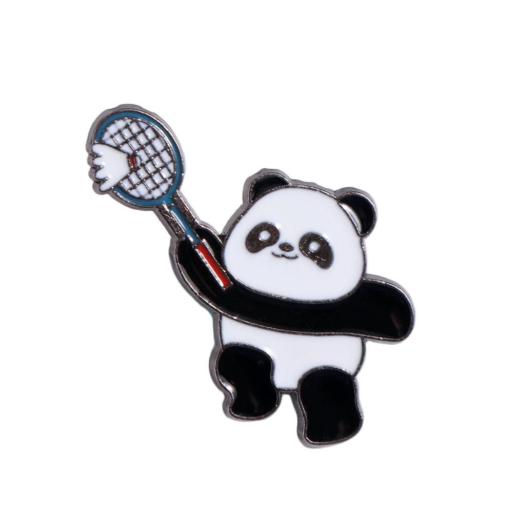 Zinc Alloy Panda Athlete Enamel Pins Trinket Craft Panda Skateboard Brooch Personality Jewelry Giant Panda Shape Badge Hat Badge