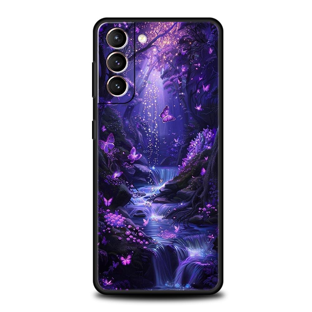 Art Purple Butterfly Phone Case for Samsung Galaxy S26 S25 S24 S23 S22 S20 S21 FE Ultra S25 Edge Plus 5G Soft TPU Cover Fundas