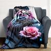 1pc Tiger Rose Print Blanket, Lightweight Flannel Fleece with Digital Printing, Soft Warm for Sofa, Travel, Camping, Office, Couch, Chair, and Bed, Al