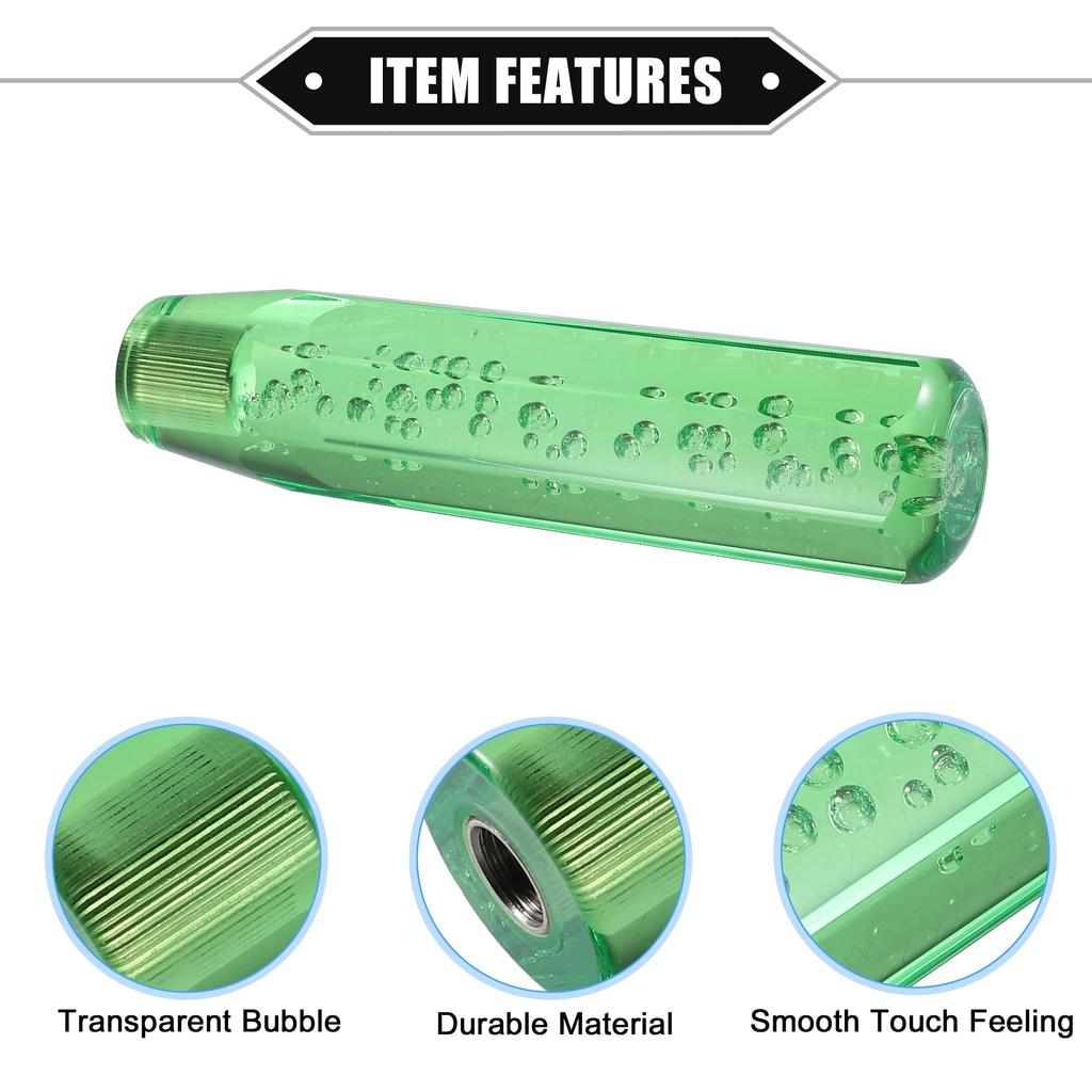 ABSOPRO 20cm Clear Green Faux Crystal Bubble Gear Shift Knob Stick for Manual Transmission Durable Acrylic with Adapter Vehicles,