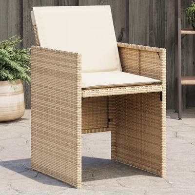 Vidaxl Garden Chairs With Cushions, 4 Pcs, Beige, Poly Rattan