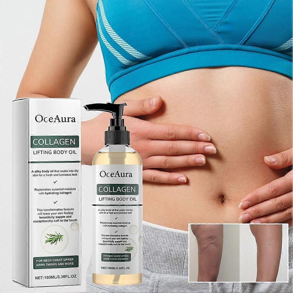 OceAura Kollagen Straffendes Körperöl, Feuchtigkeitsspendendes & Elastizitätsförderndes Massageöl für Glatte, Strahlende Haut, Natürliche Pflanzenöle, 250 ml