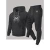 Dark Thorn Print Hooded Sweatshirt Set Drawstring Sweatpants Two Piece Set Loose Casual Sports Style Trendy Men's Clothing
