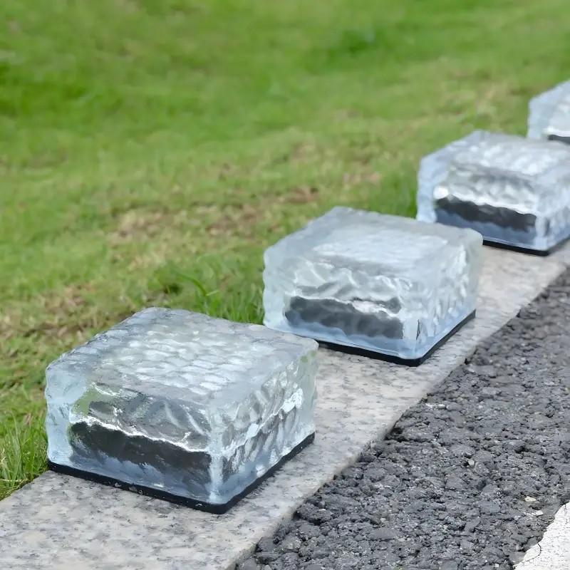 1PC Solar Ice Brick Lights IPX44 LED Paver Lights Outdoor Rock Brick Landscape Lamp for Garden Yard Pathway Patio Decor 4x4 Inch