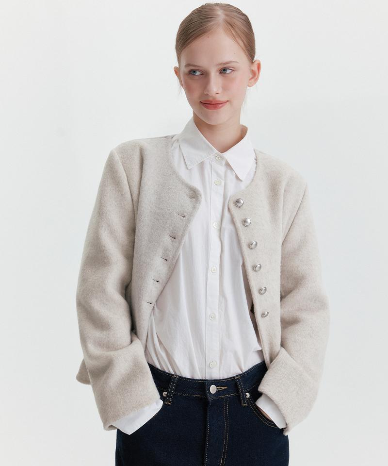 Marie Claire Wool Button Handmade Jacket (Magajk01Mot)