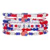 Usa Flag Beaded Bracelet Handmade Geometric Jewelry For Independence Day Celebrations