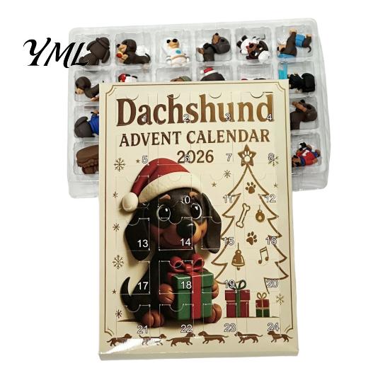 Weihnachts-Adventskalender 2026 Eule/Hund Kalender, 24 Tage Countdown mit Mini-Tierfiguren-Box-Ornamenten, PVC Sammelfiguren für die Feiertage