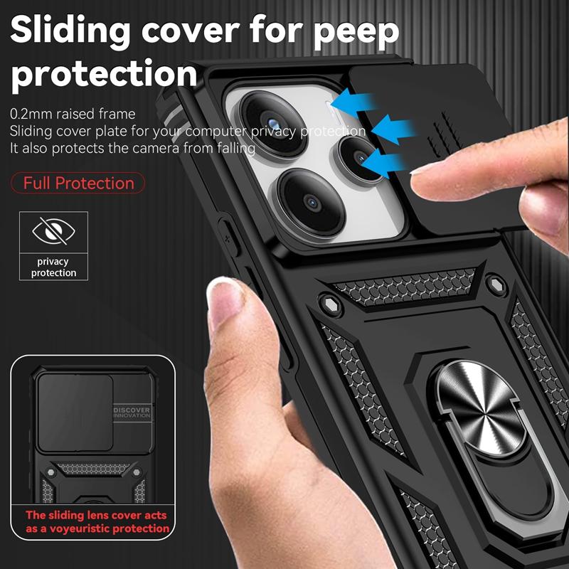 For Xiaomi Redmi Note 14 4G Case Ring Holder Armor Shockproof Coque For Redmy Note14 Note 14 Lens Protect Cover