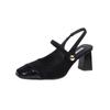 High heels Mary Jane shoes evening shoes single shoes French summer soft sole with skirt square head bag head sandals women's thick heel