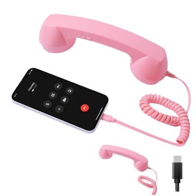 With Microphone Phone Handset Telephone Style Type-C Landline Handle Receiver Tangle Free Wire Handheld Cell Phone Receiver