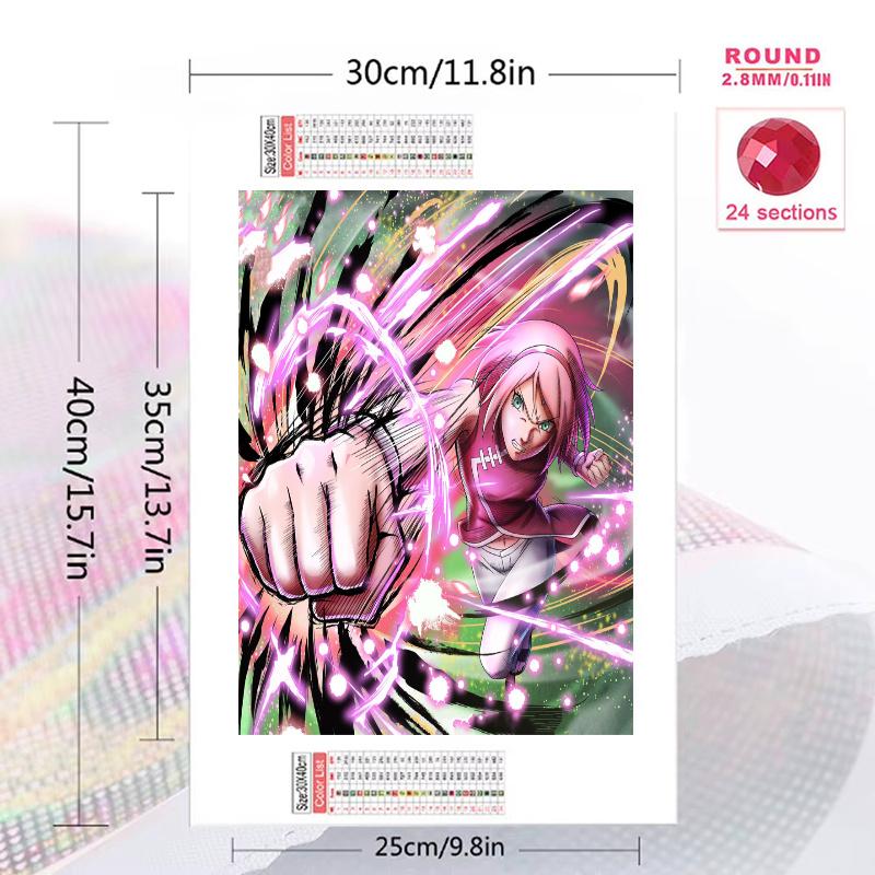 Sakura Haruno cartoon Pattern  3pcs 100% Round Full Drill 5D DIY Diamond Painting Embroidery Cross Stitch Rhinestone Décor
