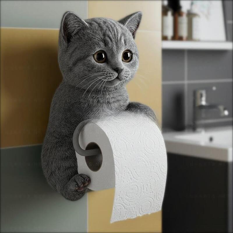Simpatico Dispenser a Tema per Rotolo di Carta Igienica da Bagno Montaggio a Parete Portaoggetti Materiale in Resina Compatto Salvaspazio Decorazione per la Casa