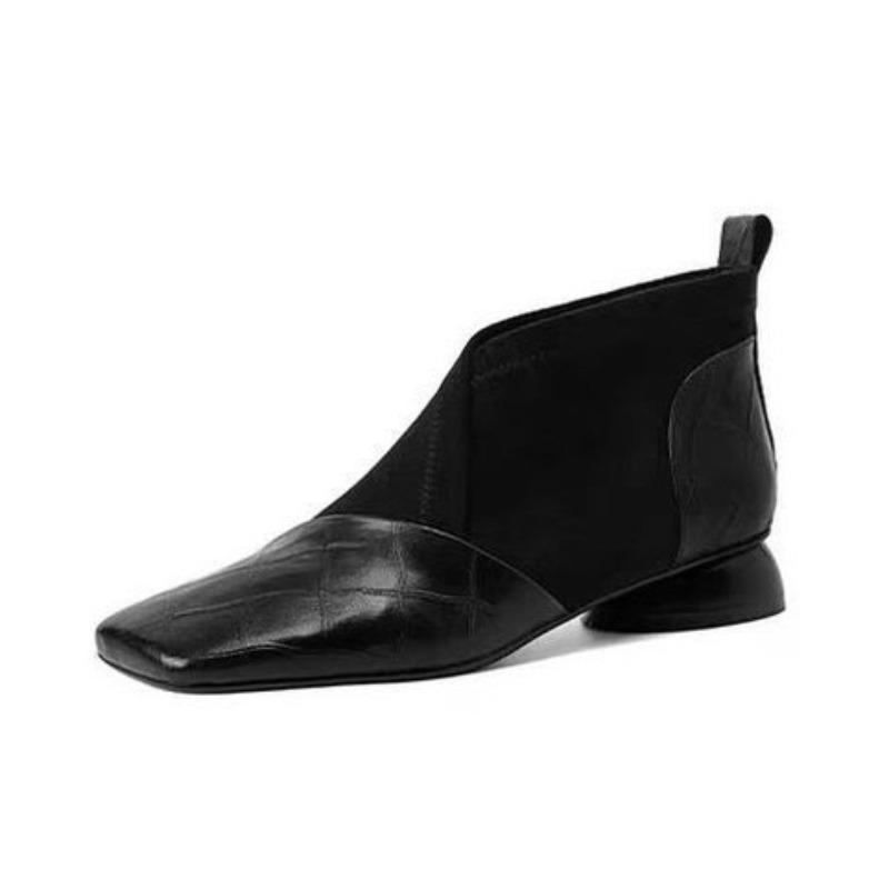 New Style Single Shoes, Women's Shoes, Versatile Square-toe Chunky Heel Shoes and Ankle Boots