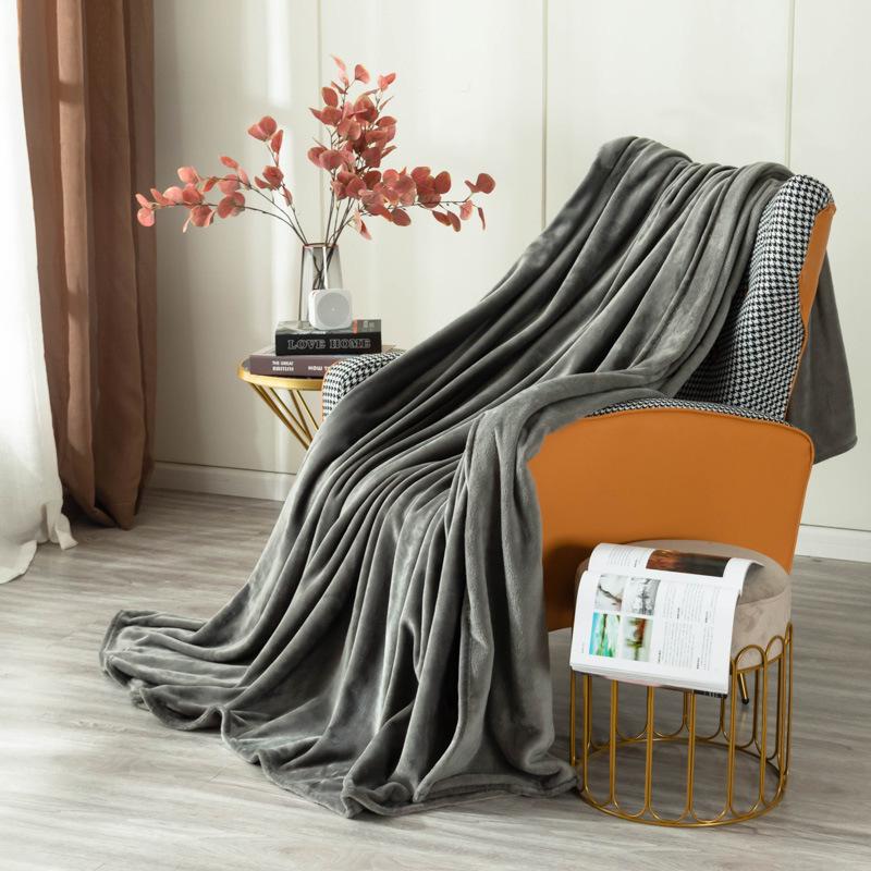 Solid Color Thickened Flannel Coral Velvet Blanket - Dual-sided for Bed or Office Nap