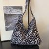 Urban Leopard Print Bow Pattern Canvas Crossbody Bag For Daily Casual Use