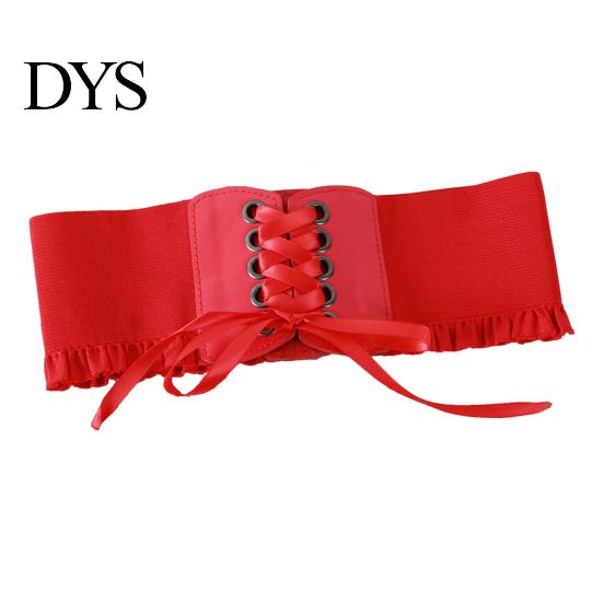 Women Wide Belt Corset Waist for Lace Up Tied Waspie Trendy Elastic Dresses Halloween Pirate Costume Accessory Retro Design